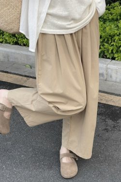 Khaki Japanese-Style Plus-Size Women's Balloon Casual Pants - Summer Lightweight Nine-Point Harem Trousers