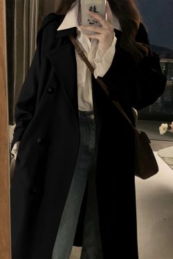 Khaki Mid-Length Trench Coat for Women - 2024 Spring Autumn Korean Style, British Design, Perfect for Petite Figures