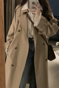 Khaki Mid-Length Trench Coat for Women - 2024 Spring Autumn Korean Style, British Design, Perfect for Petite Figures