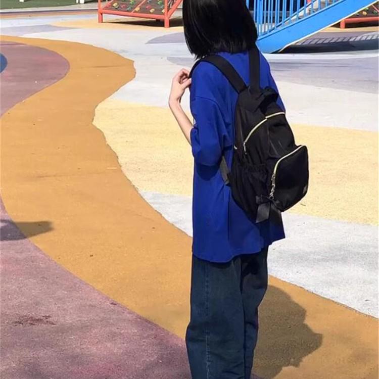 Klein Blue Oversized Short-Sleeve T-Shirt for Women - Summer Pure Cotton Top with Trendy Letter Design for Middle & High School Students Klein Blue Oversized Short-Sleeve T-Shirt for Women - Summer Pure Cotton Top with Trendy Letter Design for Middle & High School Students