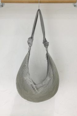 Knot Strap Shoulder Bag - Spring/Summer 2025 Fashion Underarm Hollow Nylon Mesh Dumpling Bag - Trendy Y2K Style