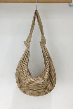 Knot Strap Shoulder Bag - Spring/Summer 2025 Fashion Underarm Hollow Nylon Mesh Dumpling Bag - Trendy Y2K Style