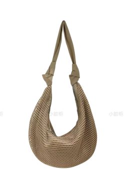 Knot Strap Shoulder Bag - Spring/Summer 2025 Fashion Underarm Hollow Nylon Mesh Dumpling Bag - Trendy Y2K Style