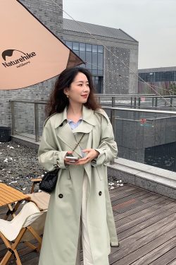 Korean Chic Long Trench Coat for Women - Mid-Length Stylish Outerwear for Spring and Autumn, Perfect for Shorter Individuals