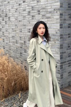 Korean Chic Long Trench Coat for Women - Mid-Length Stylish Outerwear for Spring and Autumn, Perfect for Shorter Individuals