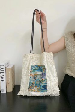 Korean High-End Casual Paradise Patchwork Velvet Canvas Shoulder Bag - Stylish Underarm Tote for Effortless Everyday Fashion