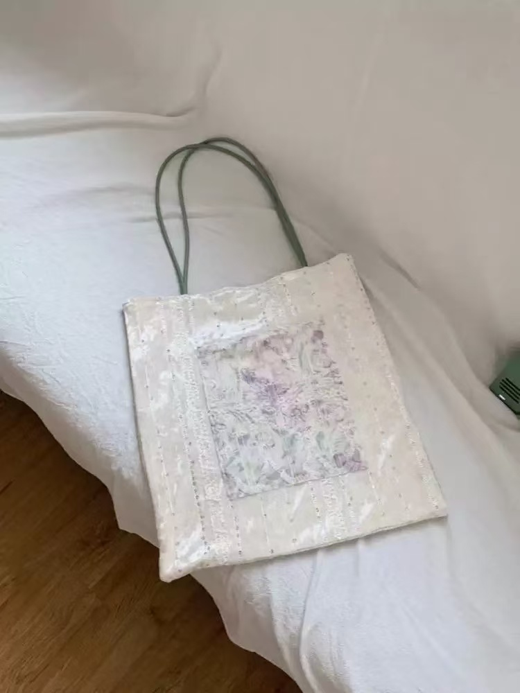 Korean High-End Casual Paradise Patchwork Velvet Canvas Shoulder Bag - Stylish Underarm Tote for Effortless Everyday Fashion Korean High-End Casual Paradise Patchwork Velvet Canvas Shoulder Bag - Stylish Underarm Tote for Effortless Everyday Fashion