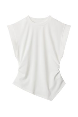 Korean High-End Sleeveless T-Shirt for Women, Slim Fit with Irregular Hem, Trendy Design - Perfect for Casual Chic Looks