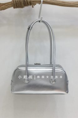 Korean Retro Bowling Bag - 2024 Spring Handheld Shoulder Underarm Boston Bag for Fashionable Niche Style