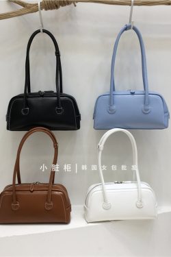 Korean Retro Bowling Bag - 2024 Spring Handheld Shoulder Underarm Boston Bag for Fashionable Niche Style