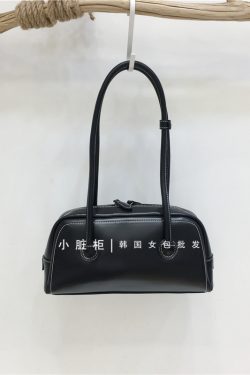 Korean Retro Bowling Bag - 2024 Spring Handheld Shoulder Underarm Boston Bag for Fashionable Niche Style