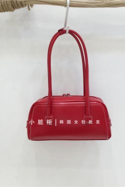 Korean Retro Bowling Bag - 2024 Spring Handheld Shoulder Underarm Boston Bag for Fashionable Niche Style