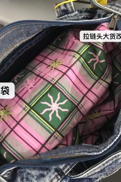 Korean Retro Letter Embroidery Washed Denim Boston Bag - Large Capacity Travel Fitness Shoulder Underarm Bag