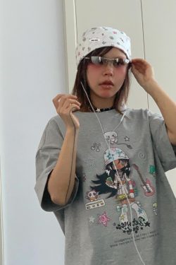 Korean Retro Musician Graphic T-Shirt - Casual Loose Fit, Age-Reducing Design, Pure Cotton Short Sleeve Top