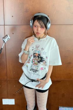 Korean Retro Musician Graphic T-Shirt - Casual Loose Fit, Age-Reducing Design, Pure Cotton Short Sleeve Top