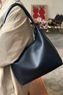 Korean Soft Leather Casual Tote Shoulder Bag for Women - 2025 Minimalist Underarm Bag in Lazy Style