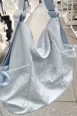 Korean Style 2025 Summer Sweet Underarm Tote Bag with Lettering, Large Capacity Versatile Shoulder Handbag for Everyday Use
