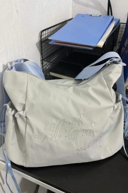 Korean Style 2025 Summer Sweet Underarm Tote Bag with Lettering, Large Capacity Versatile Shoulder Handbag for Everyday Use