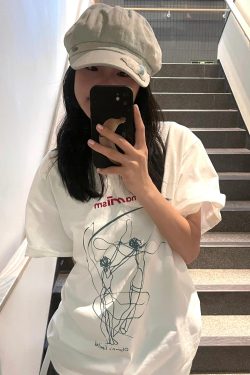 Korean Style Ballet Dancer Print Short Sleeve T-Shirt - Casual, Comfortable, Loose Fit, Summer Essential in Pure Cotton