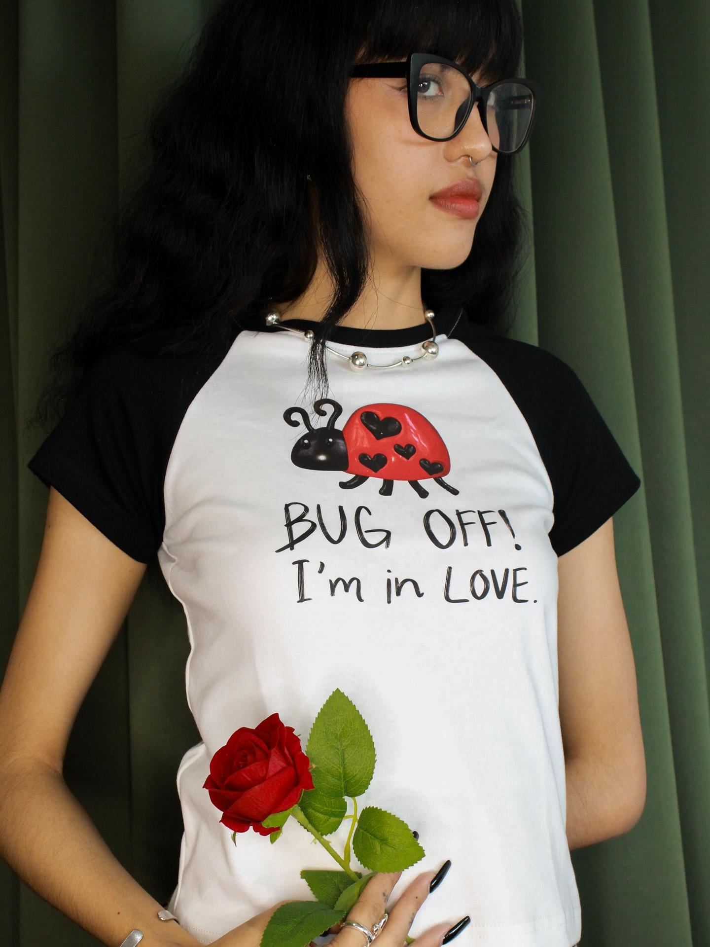 Korean Style Beetle Cartoon Print Color-Blocking Short-Sleeve Slim-Fit High-Stretch Cotton T-Shirt for Trendy Casual Wear Korean Style Beetle Cartoon Print Color-Blocking Short-Sleeve Slim-Fit High-Stretch Cotton T-Shirt for Trendy Casual Wear