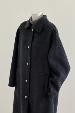 Korean Style Black Double-Sided Cashmere Coat for Women, Chic Woolen Outerwear for Autumn Winter 2024, Perfect for Petite Sizes