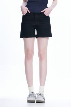 Korean Style Black High-Waisted Ultra-Short Denim Shorts for Women - Slimming Summer Elastic Rolled-Edge Hot Pants