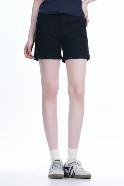 Korean Style Black High-Waisted Ultra-Short Denim Shorts for Women - Slimming Summer Elastic Rolled-Edge Hot Pants