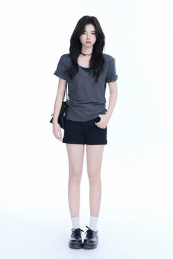 Korean Style Black High-Waisted Ultra-Short Denim Shorts for Women - Slimming Summer Elastic Rolled-Edge Hot Pants