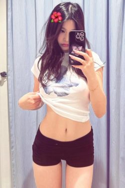 Korean Style Blue Floral Short-Sleeve Fitted Cotton T-Shirt - High-Stretch Sweet Girl Top for Women