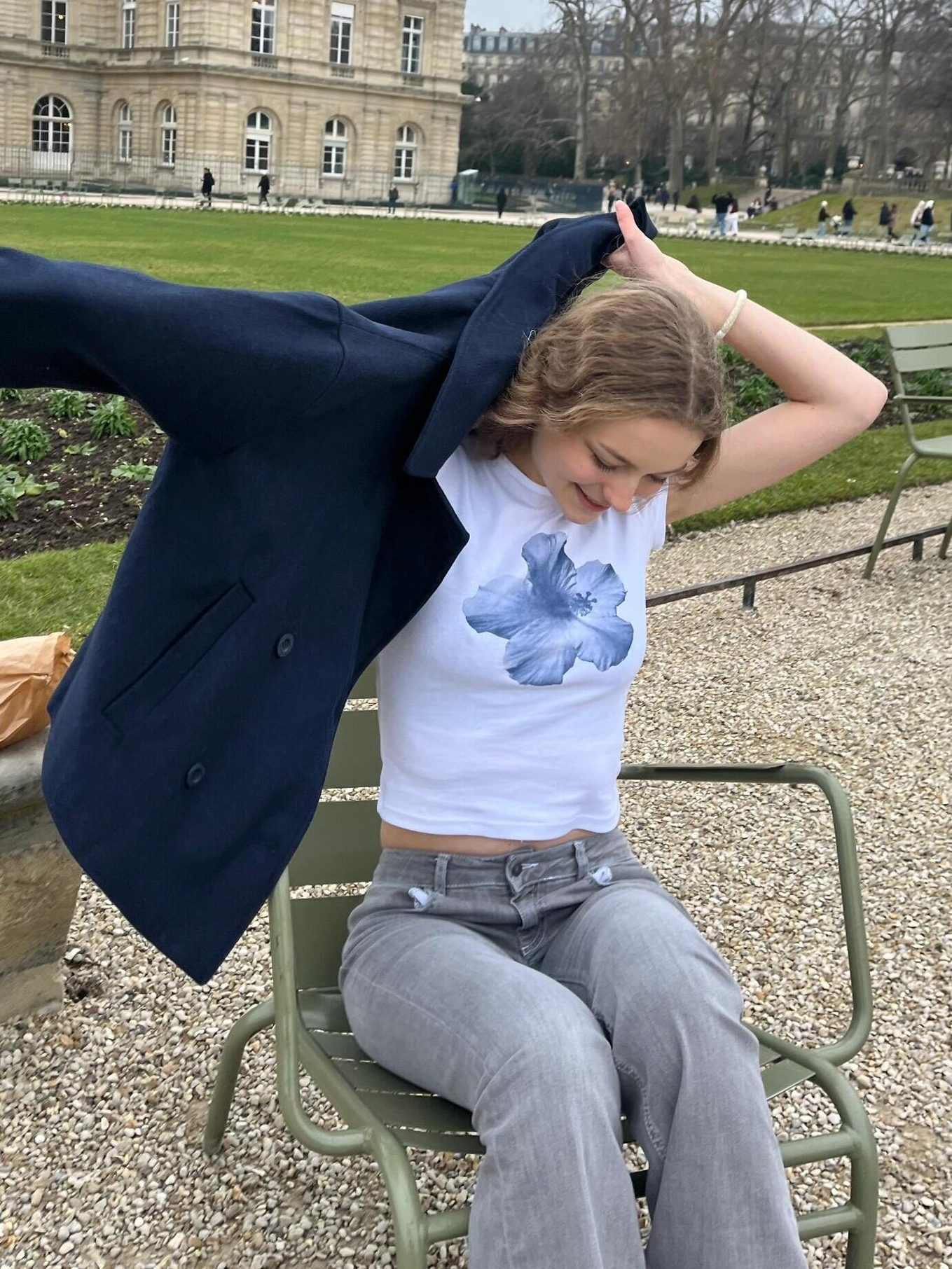 Korean Style Blue Floral Short-Sleeve Fitted Cotton T-Shirt - High-Stretch Sweet Girl Top for Women Korean Style Blue Floral Short-Sleeve Fitted Cotton T-Shirt - High-Stretch Sweet Girl Top for Women