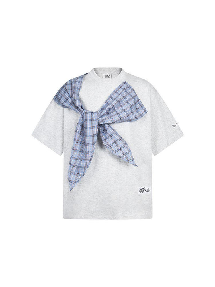 Korean Style Bow Tie Patterned Short Sleeve T-Shirt for Women - Summer 2025 College Fashion Trend Korean Style Bow Tie Patterned Short Sleeve T-Shirt for Women - Summer 2025 College Fashion Trend
