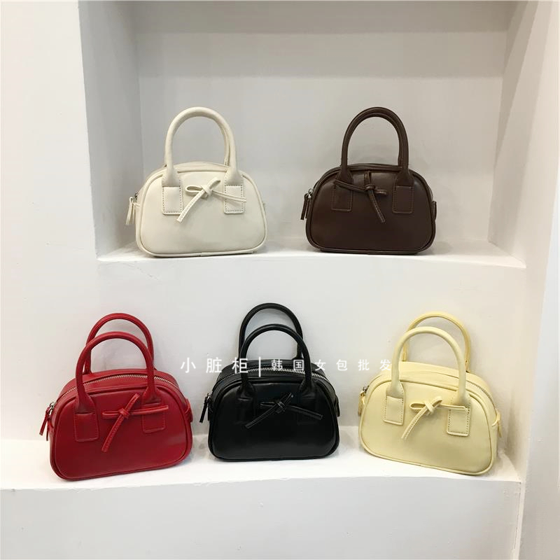 Korean Style Bowknot Handheld Bowling Bag - Small Crossbody Shoulder Bag for Spring 2025 Fashion Korean Style Bowknot Handheld Bowling Bag - Small Crossbody Shoulder Bag for Spring 2025 Fashion
