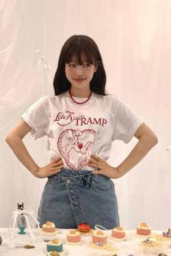 Korean Style Cartoon Printed Casual Loose Fit Cotton Short Sleeve T-Shirt for Women - Versatile Comfort for Everyday Wear