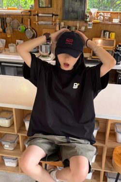 Korean Style Casual Letter Print Short Sleeve T-Shirt for Women - Versatile Loose Fit, Pure Cotton, Minimalist Design