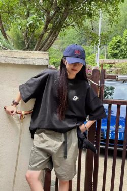 Korean Style Casual Letter Print Short Sleeve T-Shirt for Women - Versatile Loose Fit, Pure Cotton, Minimalist Design