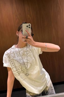 Korean Style Casual Letter Slogan Printed Loose Cotton Round Neck Short Sleeve T-Shirt for Women