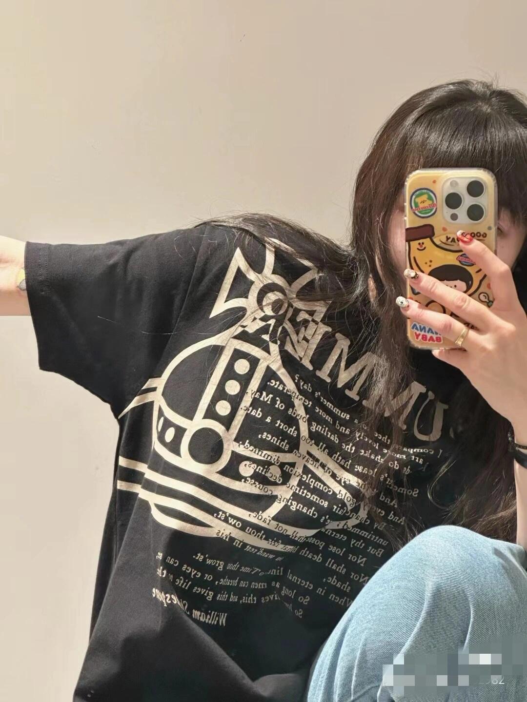 Korean Style Casual Letter Slogan Printed Loose Cotton Round Neck Short Sleeve T-Shirt for Women Korean Style Casual Letter Slogan Printed Loose Cotton Round Neck Short Sleeve T-Shirt for Women