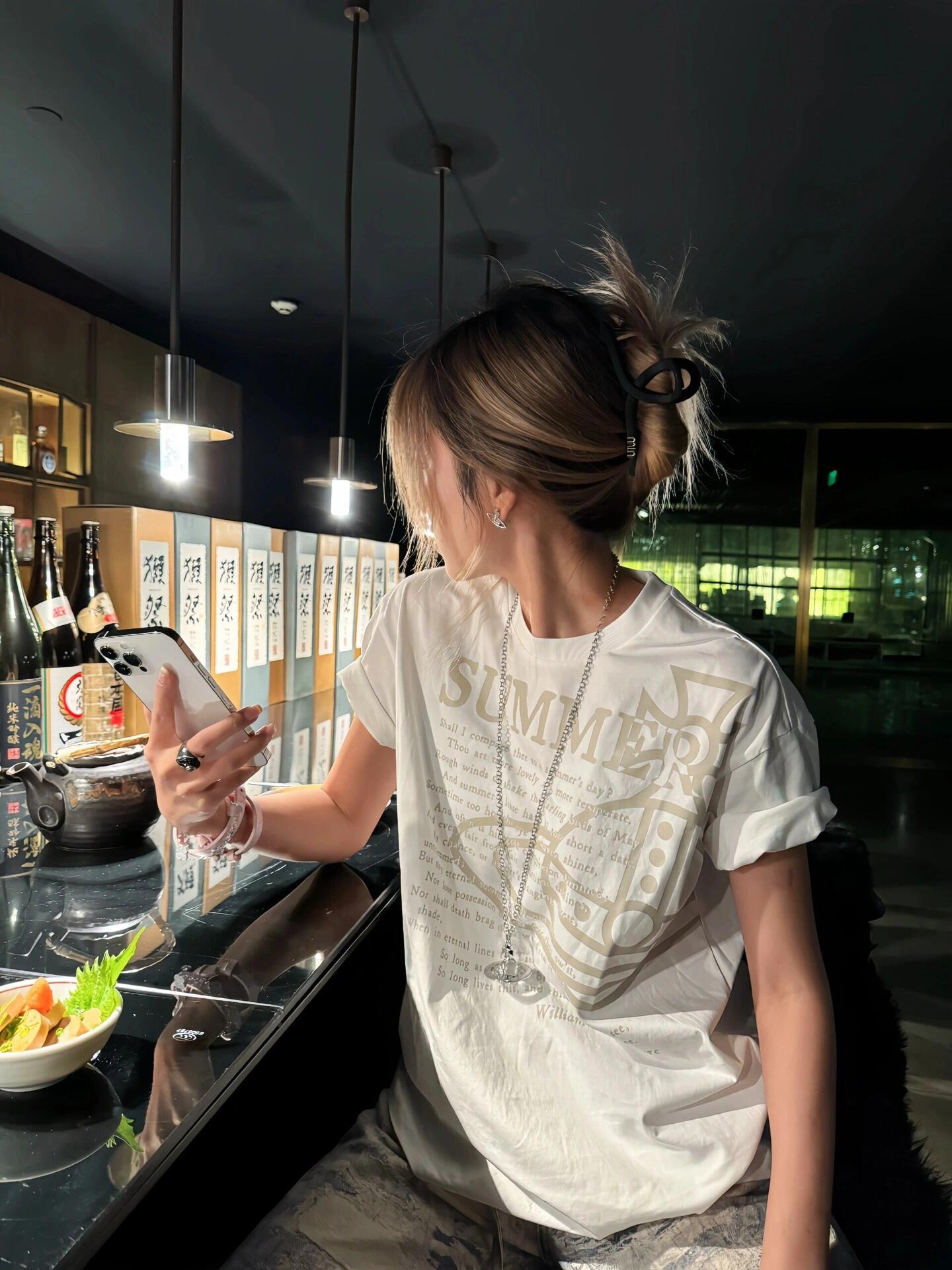 Korean Style Casual Letter Slogan Printed Loose Cotton Round Neck Short Sleeve T-Shirt for Women Korean Style Casual Letter Slogan Printed Loose Cotton Round Neck Short Sleeve T-Shirt for Women