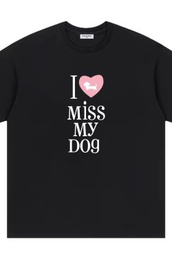 Korean Style Casual Loose Fit Color-Blocking Top with Youthful Dog Cartoon Print - Pure Cotton Comfort
