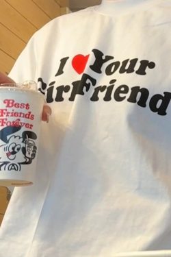 Korean Style Casual Loose Fit Color-Blocking Top with Youthful Dog Cartoon Print - Pure Cotton Comfort