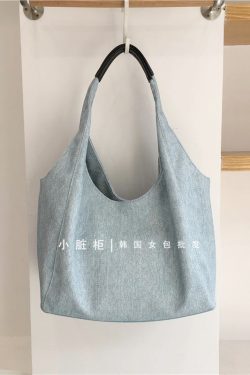 Korean Style Casual Soft PU Imitation Denim Tote Bag - Large Capacity Versatile Summer Shoulder Bag for Bloggers