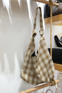 Korean Style Checkered Leopard Print Casual Summer Shoulder Bag - Versatile Literary Aesthetic for Instagram and Everyday Use