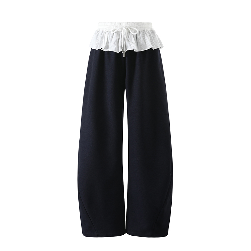 Korean-Style Color-Blocking One-Shoulder Sports Suit for Women, Summer Ruffled Hem Top & Curved Pants Two-Piece Set Korean-Style Color-Blocking One-Shoulder Sports Suit for Women, Summer Ruffled Hem Top & Curved Pants Two-Piece Set