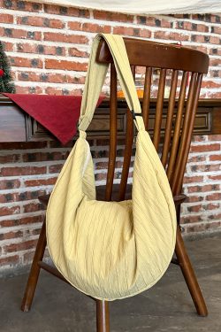 Korean-Style Cotton-Linen Textured Dumpling Tote Bag - Casual Large Capacity Shoulder Crossbody Bag for Everyday Use