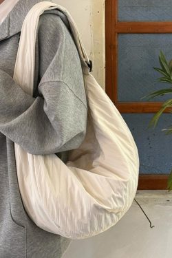 Korean-Style Cotton-Linen Textured Dumpling Tote Bag - Casual Large Capacity Shoulder Crossbody Bag for Everyday Use