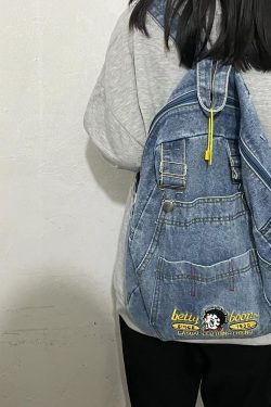 Korean Style Cowboy Backpack for Girls & Students, Large Capacity, Trendy Minimalist Retro Design with Suspenders