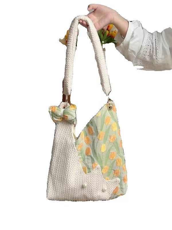 Korean-Style Cute Cat Tulip Crossbody Tote Bag, Large Capacity Shoulder Bag, Niche Design Underarm Bag Korean-Style Cute Cat Tulip Crossbody Tote Bag, Large Capacity Shoulder Bag, Niche Design Underarm Bag