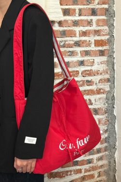 Korean Style Double-Sided Striped Canvas Tote Bag - Large Capacity Bow Shoulder Crossbody Bag for Casual Chic Looks