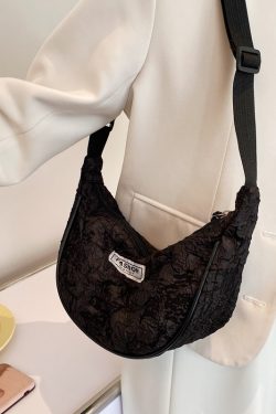 Korean Style Dumpling-Shaped Women's Crossbody Canvas Bag, Retro Niche Design, Versatile Nylon Shoulder Bag