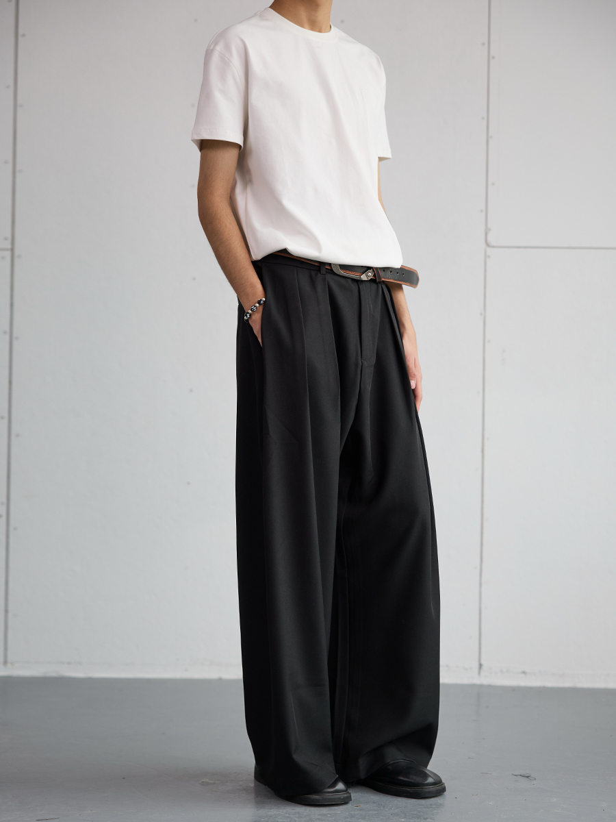 Korean Style High-End Loose Drape Suit Pants for Men - Versatile Wide-Leg Trousers for Casual Spring Fashion Korean Style High-End Loose Drape Suit Pants for Men - Versatile Wide-Leg Trousers for Casual Spring Fashion